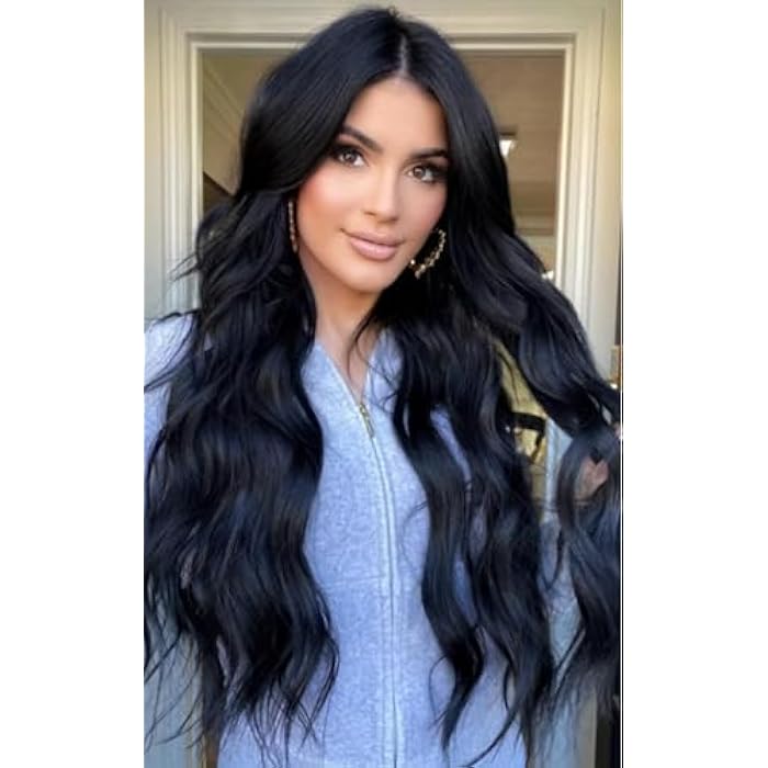 DILLARDS Long Curly Wig Black Middle Part Wigs For Women - Image 1